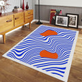 Blue Wave Area Rug, Modern Abstract Design, Custom Size
