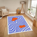 Blue Wave Area Rug, Modern Abstract Design, Custom Size
