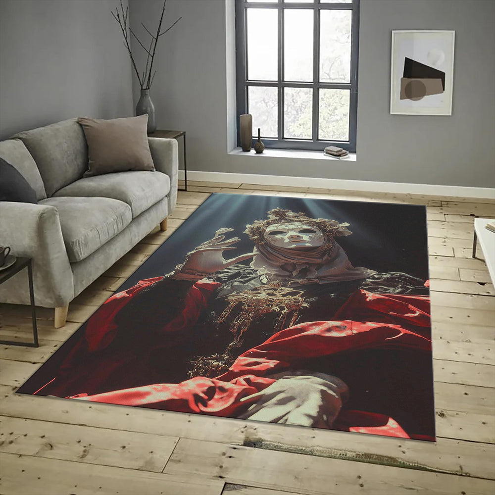 Venetian Mask Rug, Gothic Home Decor, Personalized Area Rug