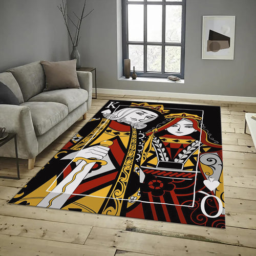 King and Queen Rug, Playing Card Design, Colorful Home Decor