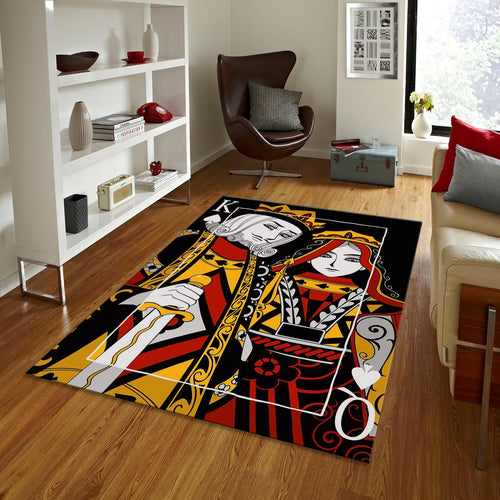 King and Queen Rug, Playing Card Design, Colorful Home Decor