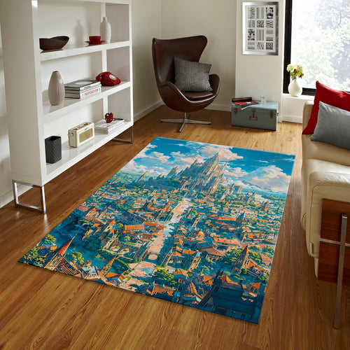 Abstract Land Rug, Custom Kid Room Rug, Colorful Decor