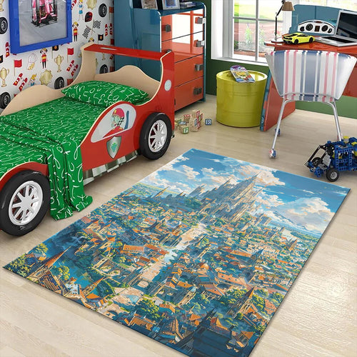 Abstract Land Rug, Custom Kid Room Rug, Colorful Decor