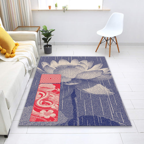Custom Lotus Area Rug, Elegant Home Decor, Personalized Design