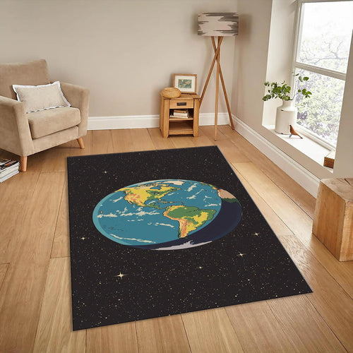 Earth Illustration Area Rug, Personalized Modern Home Decor