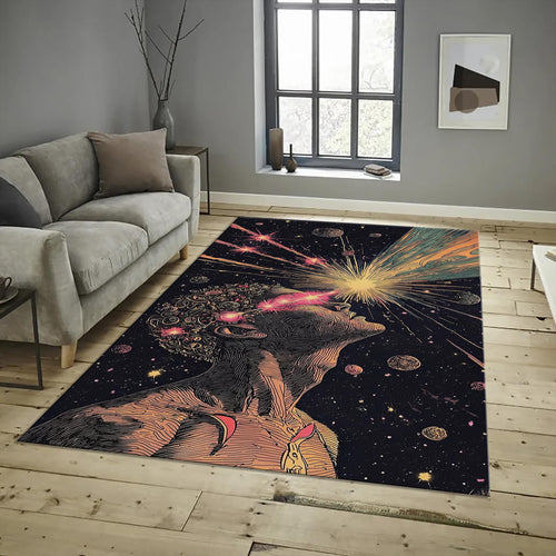 Personalized Abstract Rug, Space Galaxy Design, Modern Home Decor