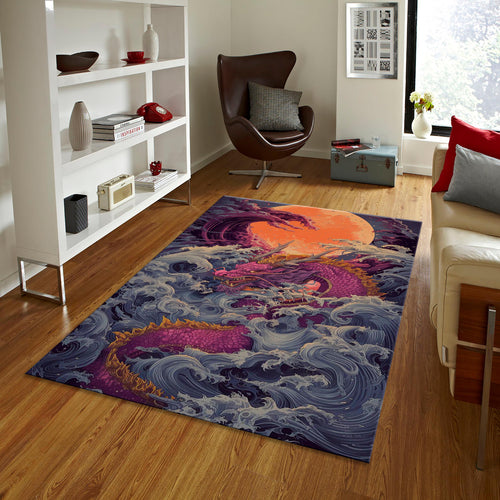 Dragon Area Rug, Custom Oriental Dragon Design, Modern Home Decor