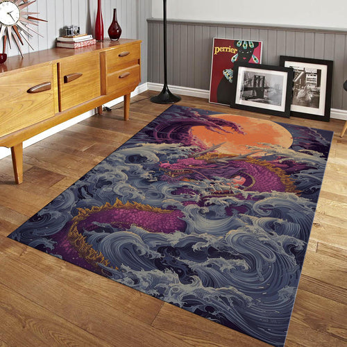 Dragon Area Rug, Custom Oriental Dragon Design, Modern Home Decor