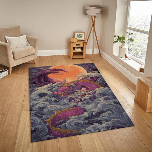 Dragon Area Rug, Custom Oriental Dragon Design, Modern Home Decor