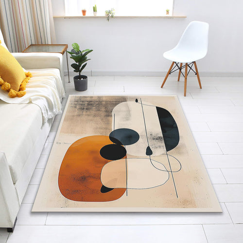 Orange Abstract Area Rug, Modern Art Decor