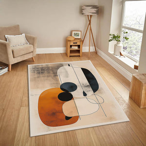 Orange Abstract Area Rug, Modern Art Decor