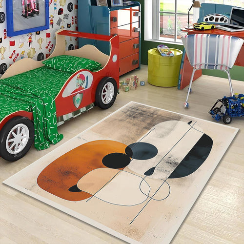 Orange Abstract Area Rug, Modern Art Decor