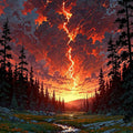 Nature Landscape Rug, Sunset Mountain River, Personalized Area