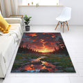 Nature Landscape Rug, Sunset Mountain River, Personalized Area
