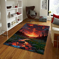 Nature Landscape Rug, Sunset Mountain River, Personalized Area