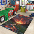 Nature Landscape Rug, Sunset Mountain River, Personalized Area