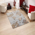 Old World Map Rug: Rustic Compass Design