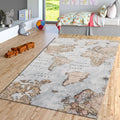 Old World Map Rug: Rustic Compass Design