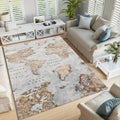 Old World Map Rug: Rustic Compass Design