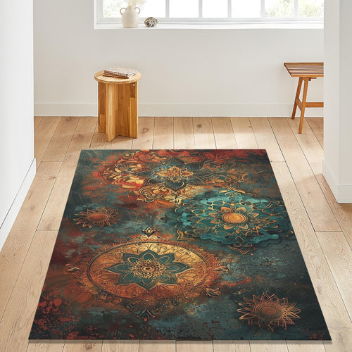 Mystic Mandala Rug, Boho Home Decor, Washable Area Rug