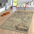Old World Map Area Rug Rustic Compass Vintage Living Room Carpet