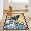 Godzilla Rug Retro Japanese Ukiyo-e Living Room Carpet Washable