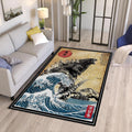 Godzilla Rug Retro Japanese Ukiyo-e Living Room Carpet Washable