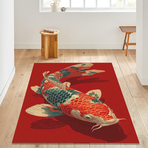 Koi Fish Rug: Hokusai Japanese Art Doormat