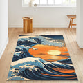The Great Wave Area Rug Hokusai Japanese Art Living Room Carpet