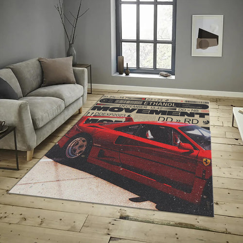 Ferrari F1 Rug, Ferrari F40 Car Rug: Modern Sports Car Decor