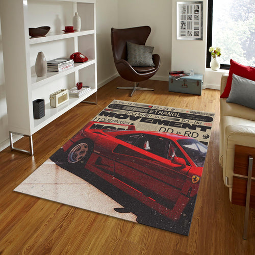 Ferrari F1 Rug, Ferrari F40 Car Rug: Modern Sports Car Decor