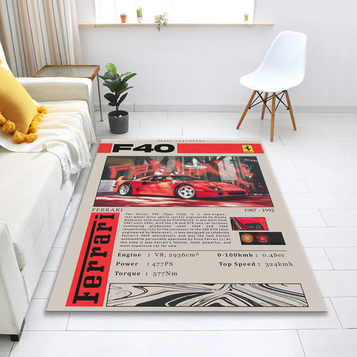 Ferrari F1 Rug, Ferrari F40 Sports Car Rug