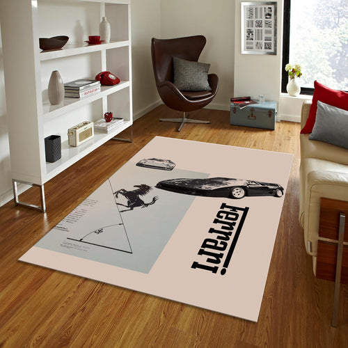 Ferrari F1 Rug, Ferrari Car Rug: Custom Sports Car Print