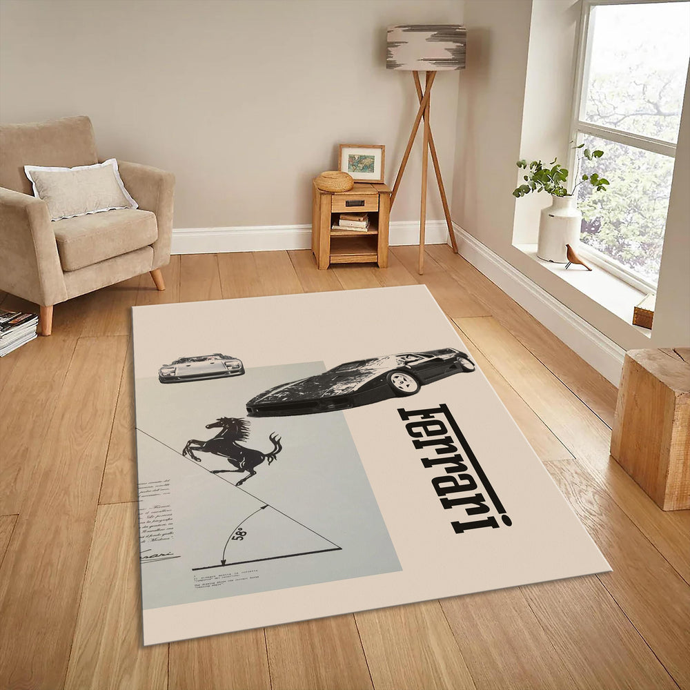 Ferrari F1 Rug, Ferrari Car Rug: Custom Sports Car Print