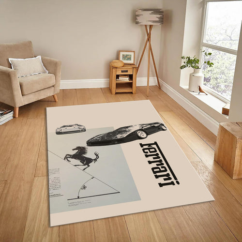 Ferrari F1 Rug, Ferrari Car Rug: Custom Sports Car Print