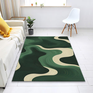 Personalized Green Abstract Rug, Modern Home Decor