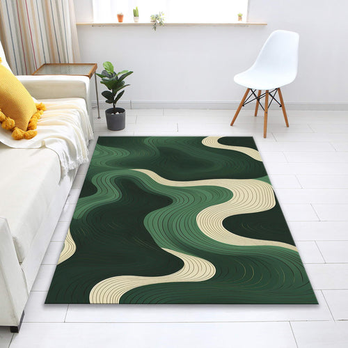 Personalized Green Abstract Rug, Modern Home Decor