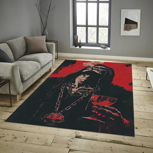 Customizable Graphic Rug, Gothic Skull Art, Personalized Home
