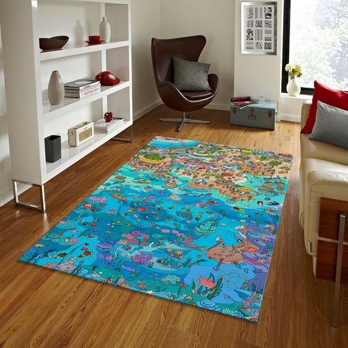 Colorful Town Play Mat, Washable Kids Rug, Nursery Decor
