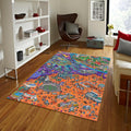 Playground Kids Rug, Colorful Town Design, Washable Nursery Decor