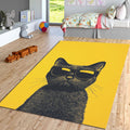 Cat Print Area Rug: Bohemian Yellow Decor, Tufted Living Room Rug