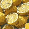 Lemon Pattern Kitchen Rug: Abstract Yellow Modern Saloon Rug