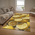 Lemon Pattern Kitchen Rug: Abstract Yellow Modern Saloon Rug