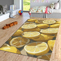 Lemon Pattern Kitchen Rug: Abstract Yellow Modern Saloon Rug