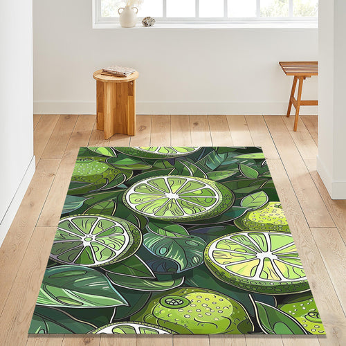 Abstract Green Lime Pattern Rug: Modern Kitchen Saloon Decor