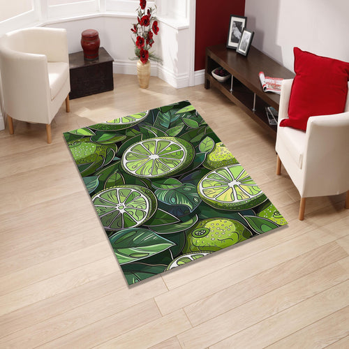 Abstract Green Lime Pattern Rug: Modern Kitchen Saloon Decor