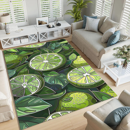 Abstract Green Lime Pattern Rug: Modern Kitchen Saloon Decor