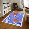 Blue Wave Area Rug, Modern Abstract Design, Custom Size