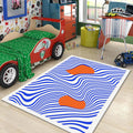 Blue Wave Area Rug, Modern Abstract Design, Custom Size