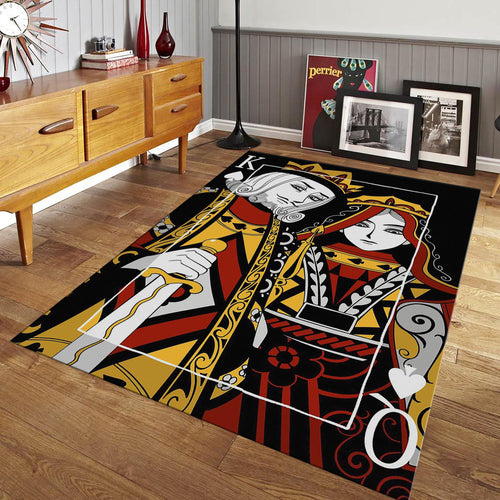King and Queen Rug, Playing Card Design, Colorful Home Decor